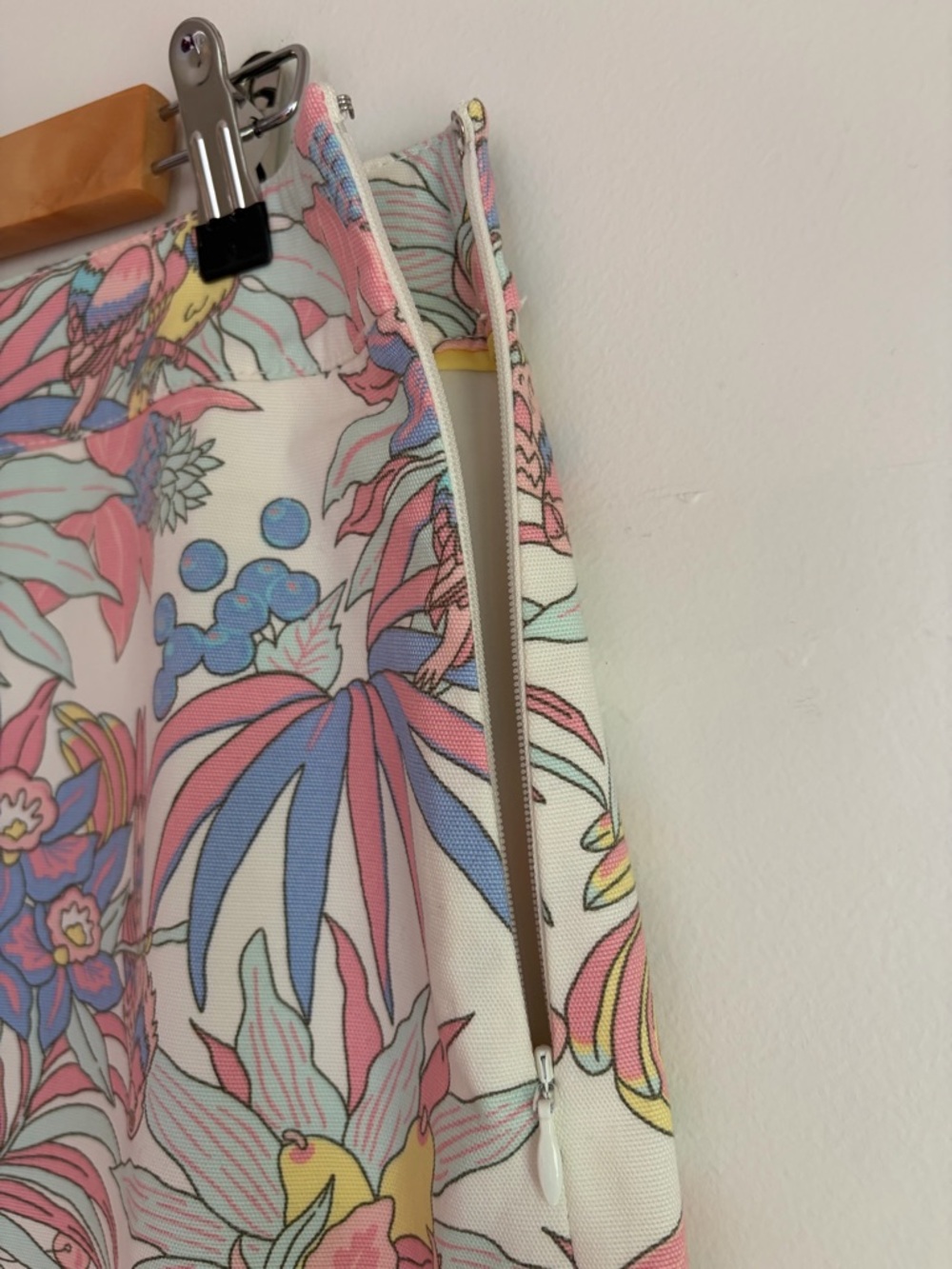 Talbots Pastel Bird and Floral Print A Line Cotton Mini Skirt Size 10 - Picture 4 of 6